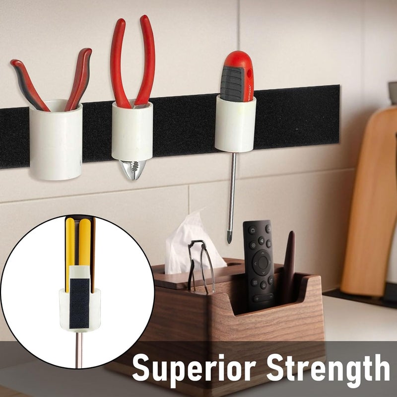 PTUNA 30Ft *2 Inch Hook and Loop Tape with Adhesive Back, Heavy Duty Double Sided Adhesive Strips, Strong Sticky Strips Roll for Home/Office/School/Car, Black - Image 2